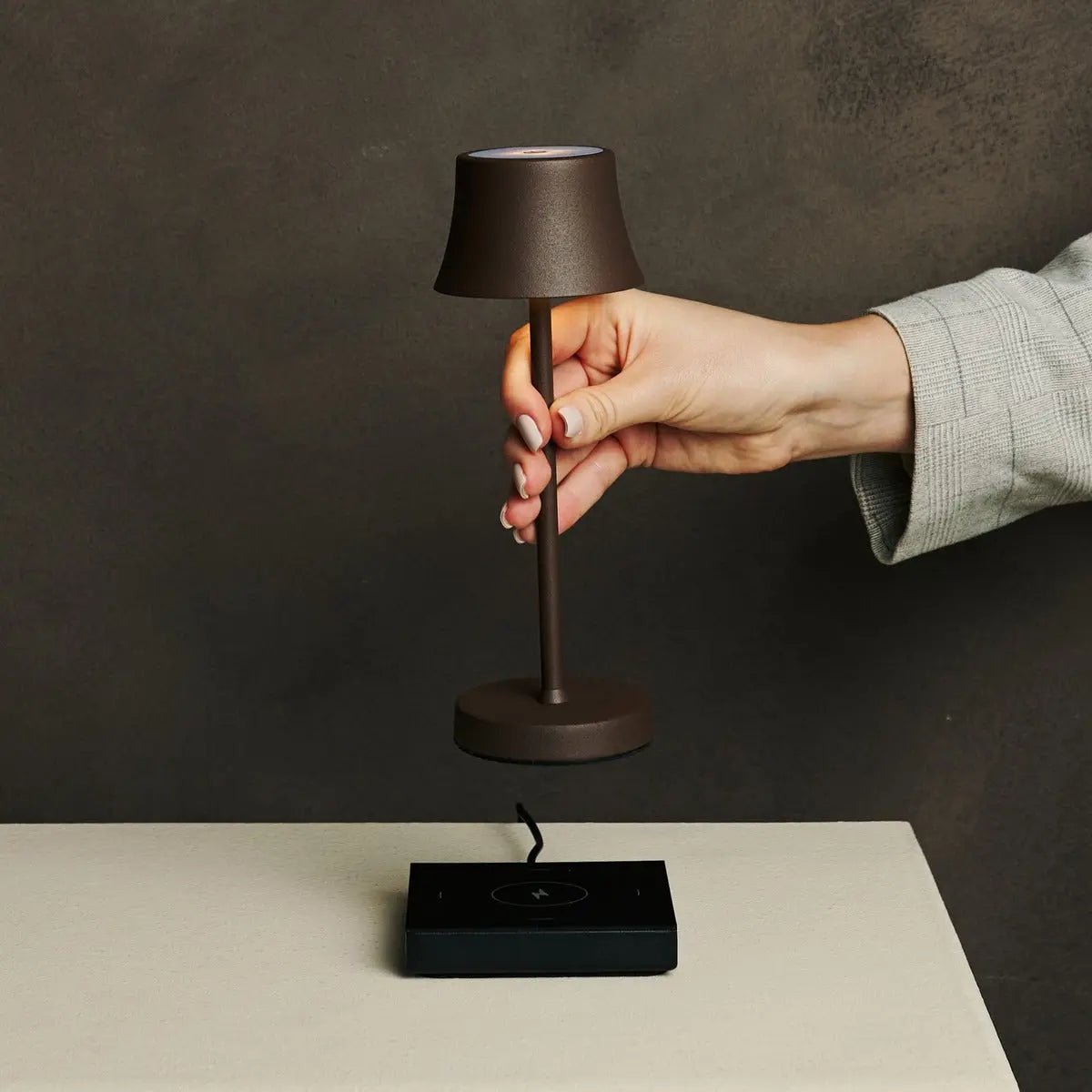 Rechargeable Table Lamp - Mocha Brown Dimmable Cordless Lamp