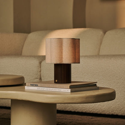 Bianca Dark Brown Rechargeable Table Lamp | Stylish, Functional & Linen Blend