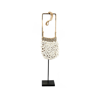 Shell Handbag with Stand – White Decorative Purse