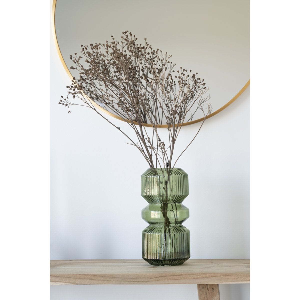 Brass Wall Mirror - Round Aluminium Frame, Modern Accent, 60cm
