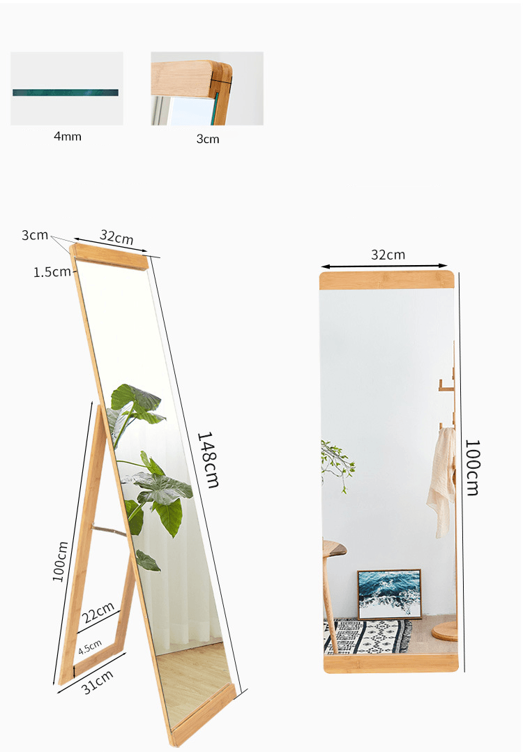 Bamboo Mirror | Standalone or Wall-Mounted | Safety Glass - JUGLANA