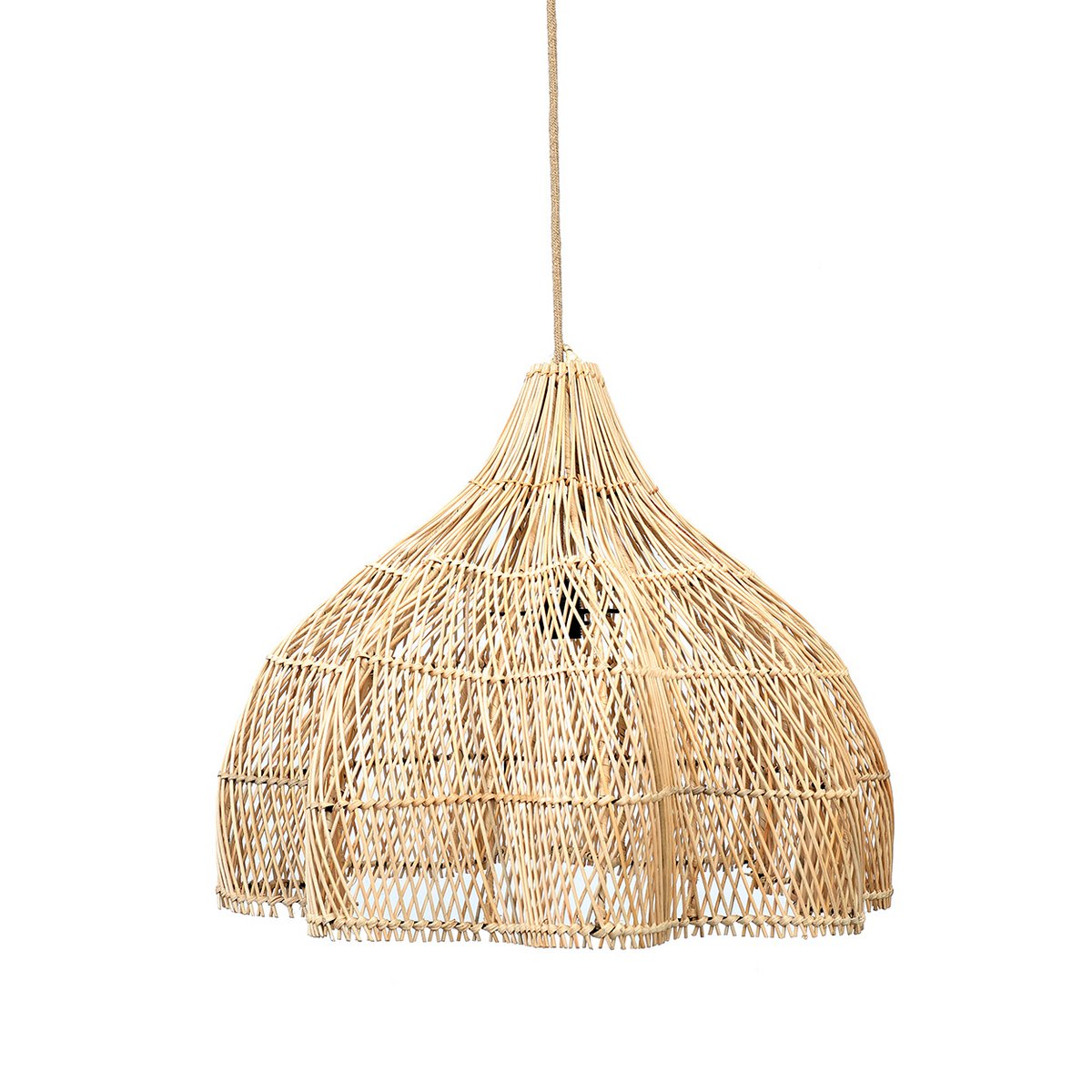 Rattan Pendant Light - Natural Handwoven Hanging Lamp - Medium