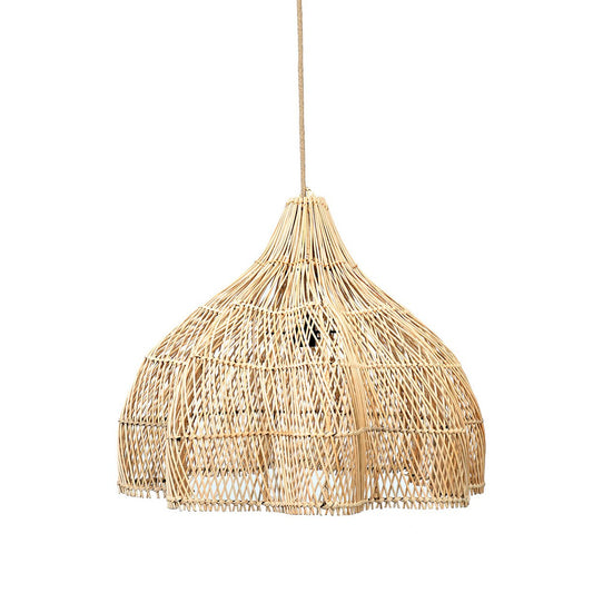 Rattan Pendant Light - Natural Handwoven Hanging Lamp - Medium