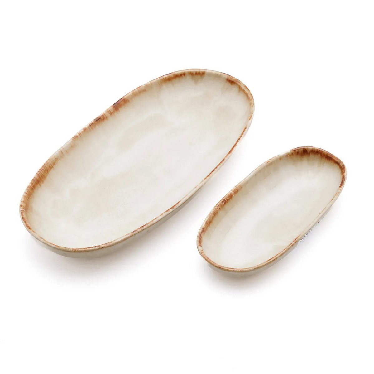 Ceramic Oval Plate – White & Gold Decorative Plate, Small