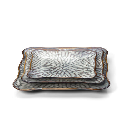 The Lotus Ice Square Plate - Grey Brown - L