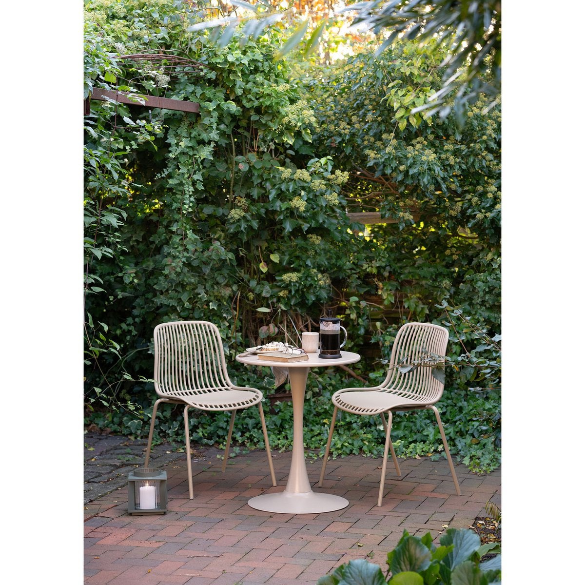 Table bistro Meira, acier, taupe, ø60x72 cm