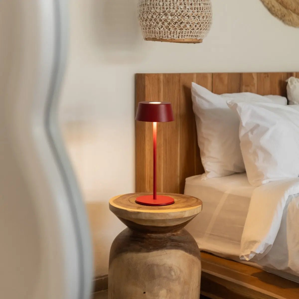 Hugo Berry Red Rechargeable Table Lamp | Dimmable, Stylish & Cordless