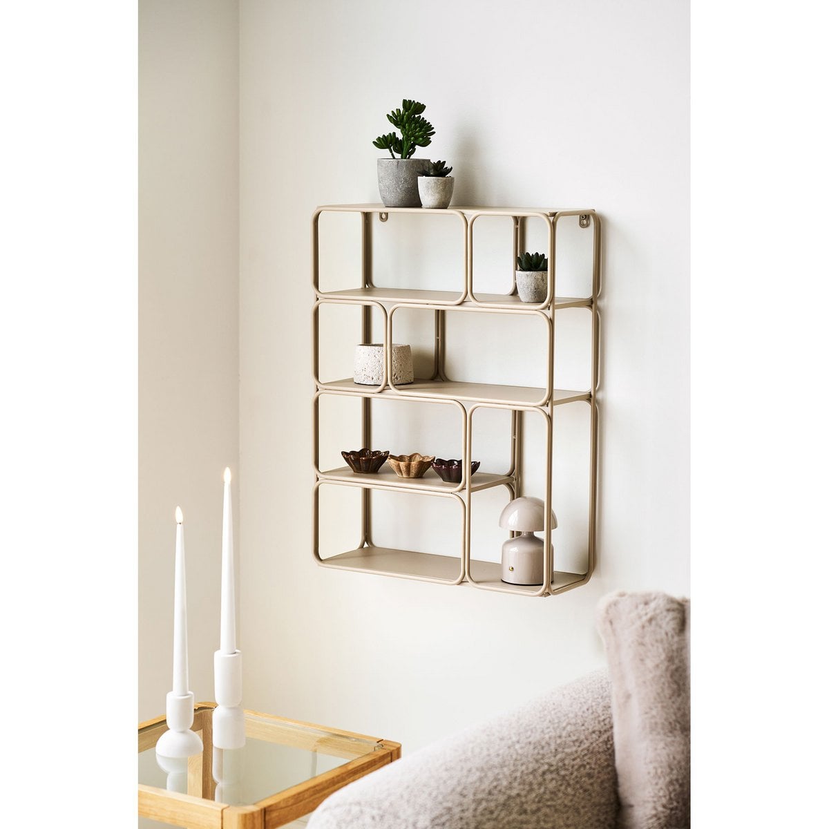 Lanciano Wall shelf, metal, beige, 48x18x64 cm