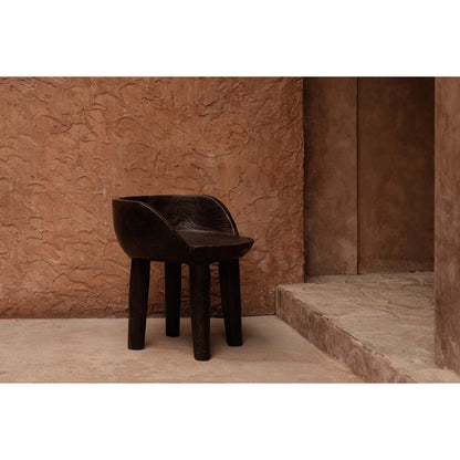 Dark Walnut Wood Low Chair - Modern Accent Seating