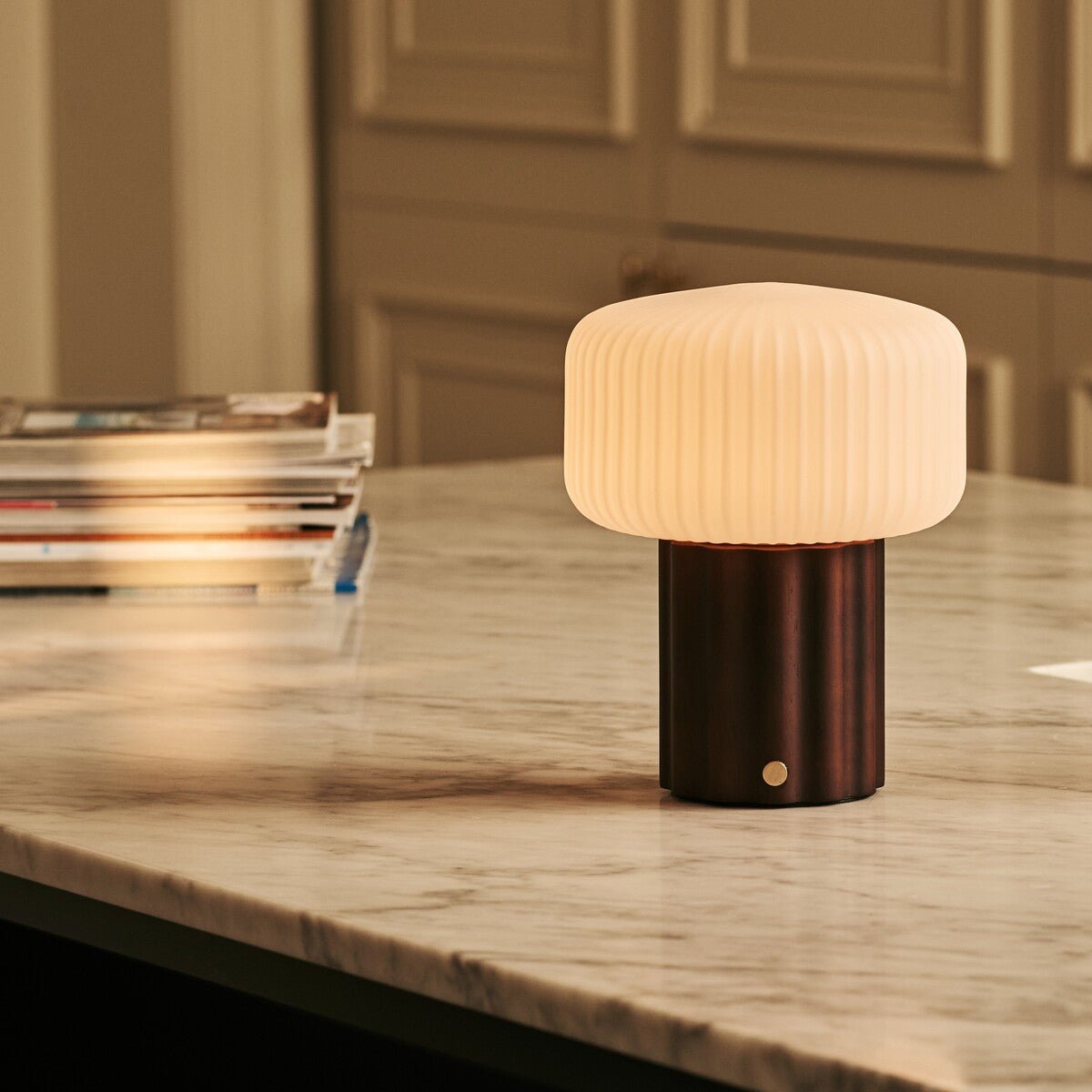 Cordless Table Lamp - Dark Brown Rechargeable Lamp with 3 Light Modes