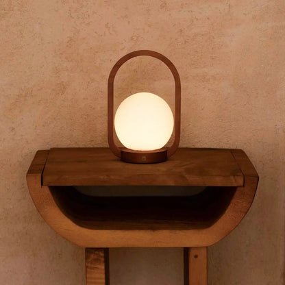 Wooden Cordless Table Lamp – Chestnut Brown, Rechargeable & Dimmable