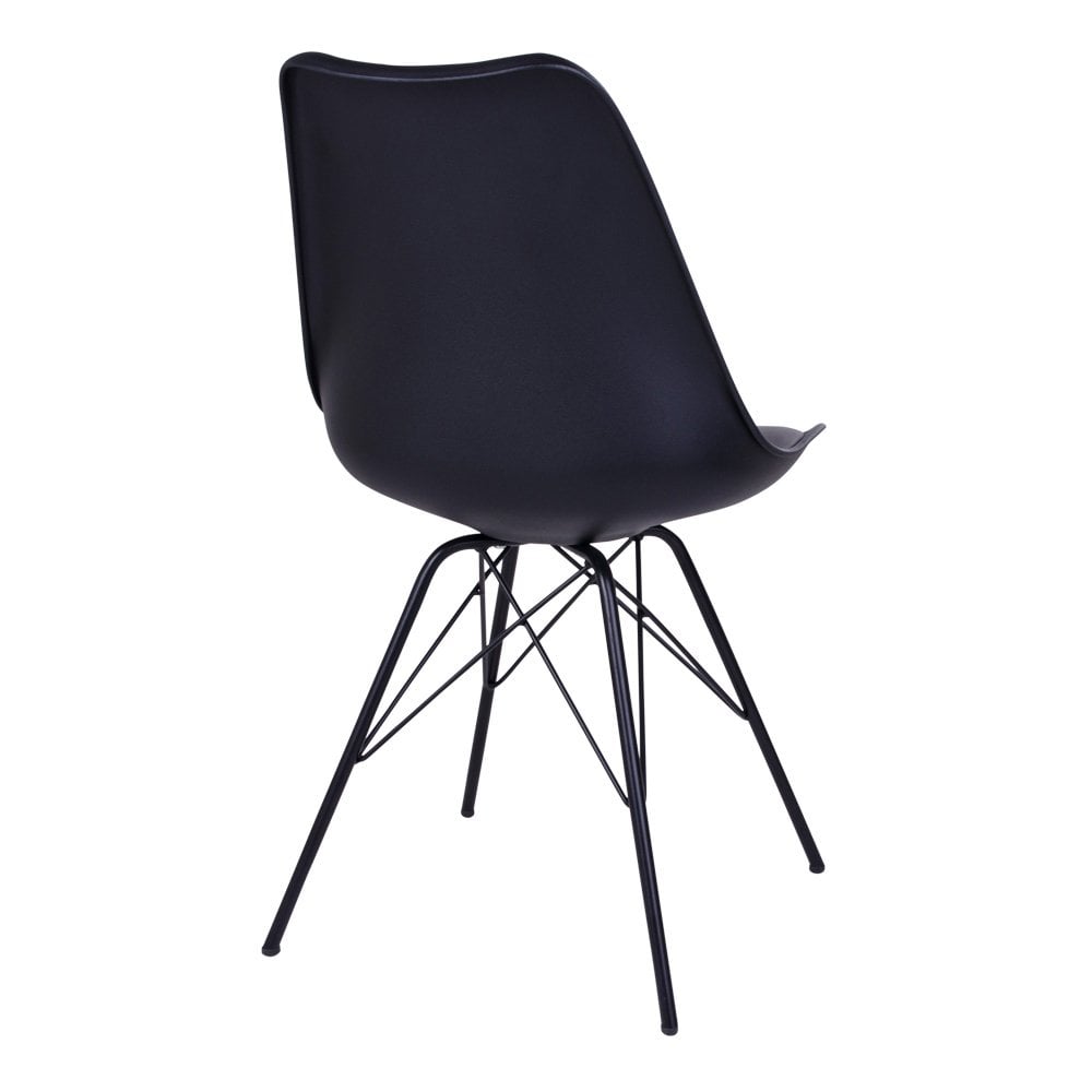 PU Leather Dining Chairs - Black Metal Frame, Set of 2