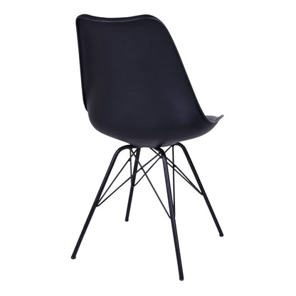 PU Leather Dining Chairs - Black Metal Frame, Set of 2