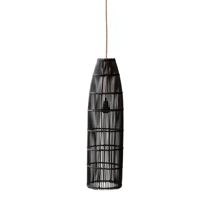 Rattan Pendant Light - Black Fish Trap Design, Large