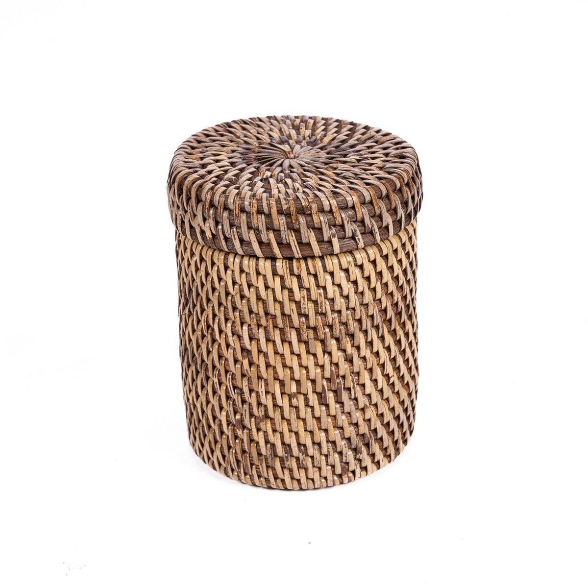 Rattan Storage Canister – Natural Brown Woven Jar with Lid