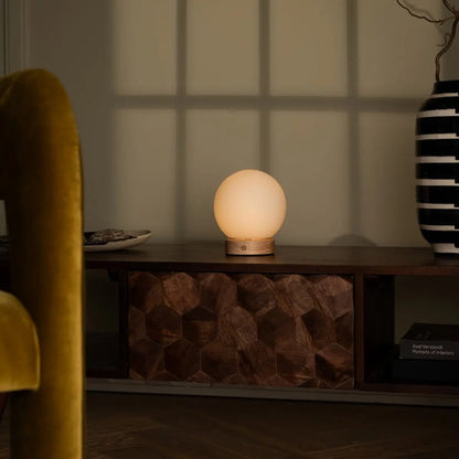 Flore Light Brown Wooden Lamp | Rechargeable, Dimmable & Cordless Lighting
