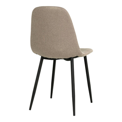 Stockholm Dining Chair - Stone, Polyester, Black Metal Legs - Set of 2