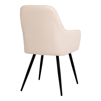 Harbo Dining Chair - Blanc Bouclé, Pieds Noirs - Ensemble de 2