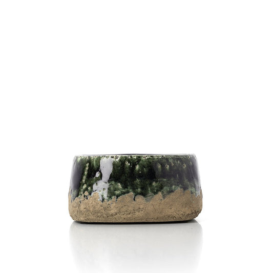 Concrete Bowl Planter - Low Moss Green Stoneware Decorative Bowl