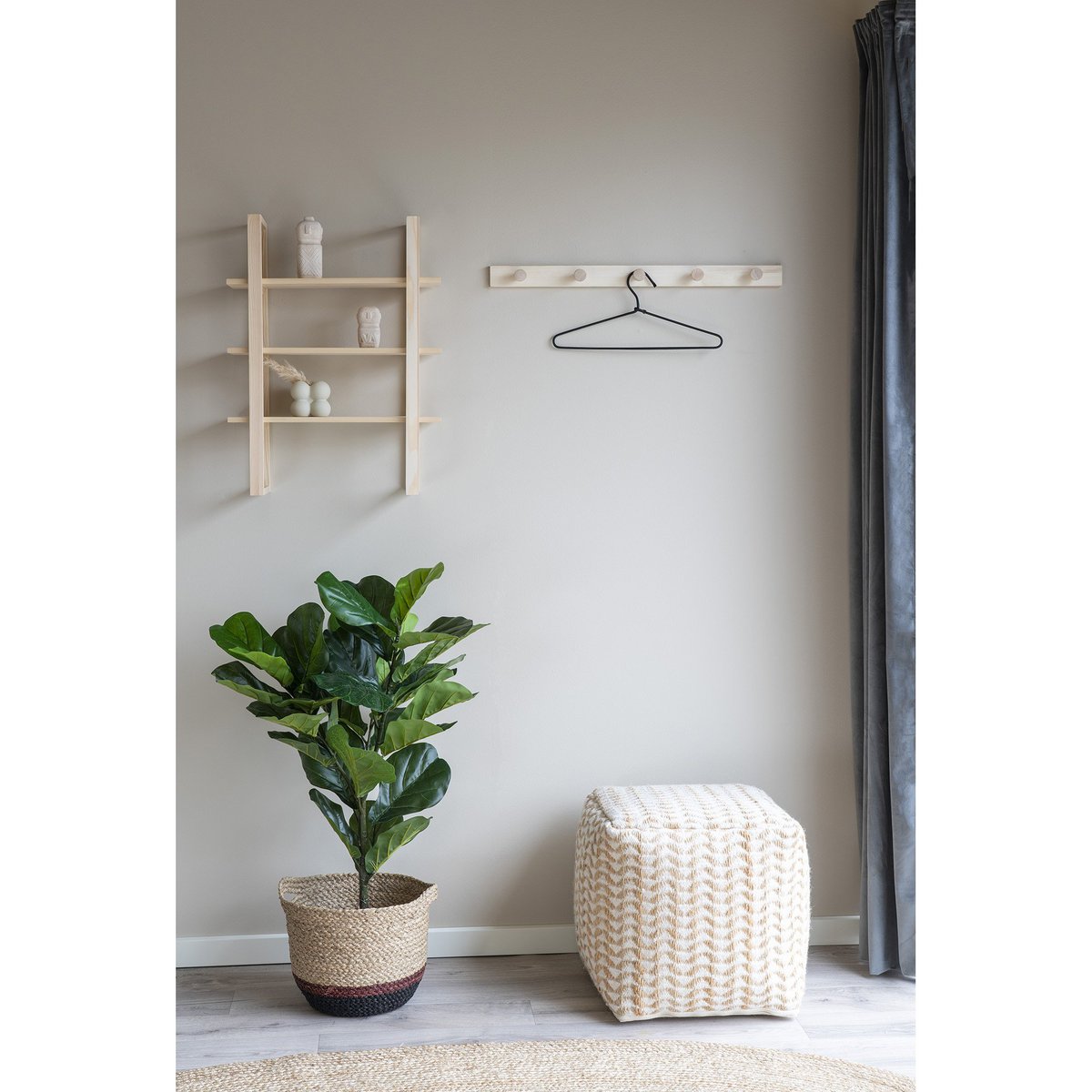 Pappel-Garderobenständer – Naturholz-Finish, 70 cm