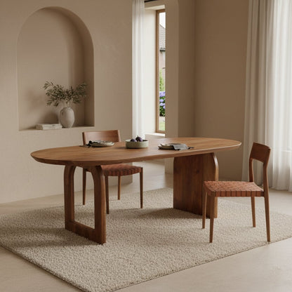 Bullnose Esstisch braun gemischtes Untergestell
