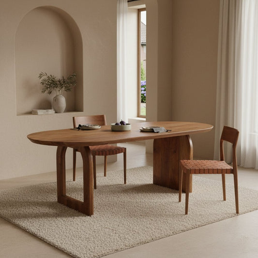 Mango Wood Dining Table - Bullnose Design