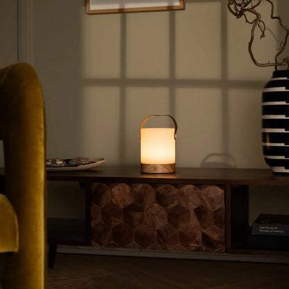 Cordless Wooden Table Lamp – Light Brown Dimmable Rechargeable Lamp