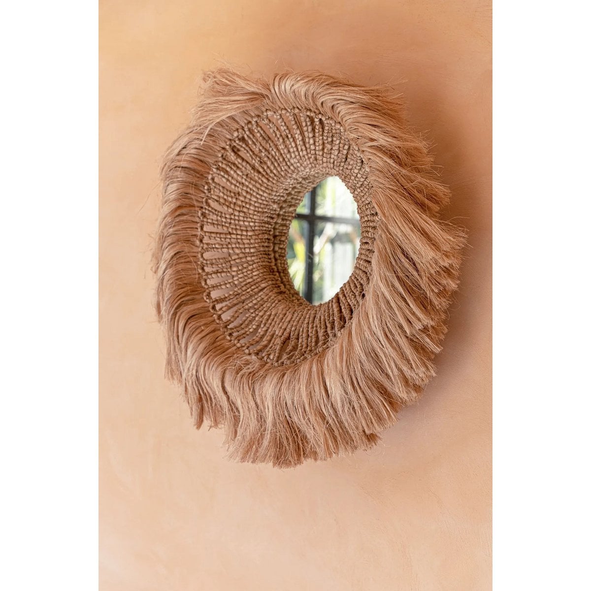 Abaca Woven Mirror - Natural Fiber Wall Decor
