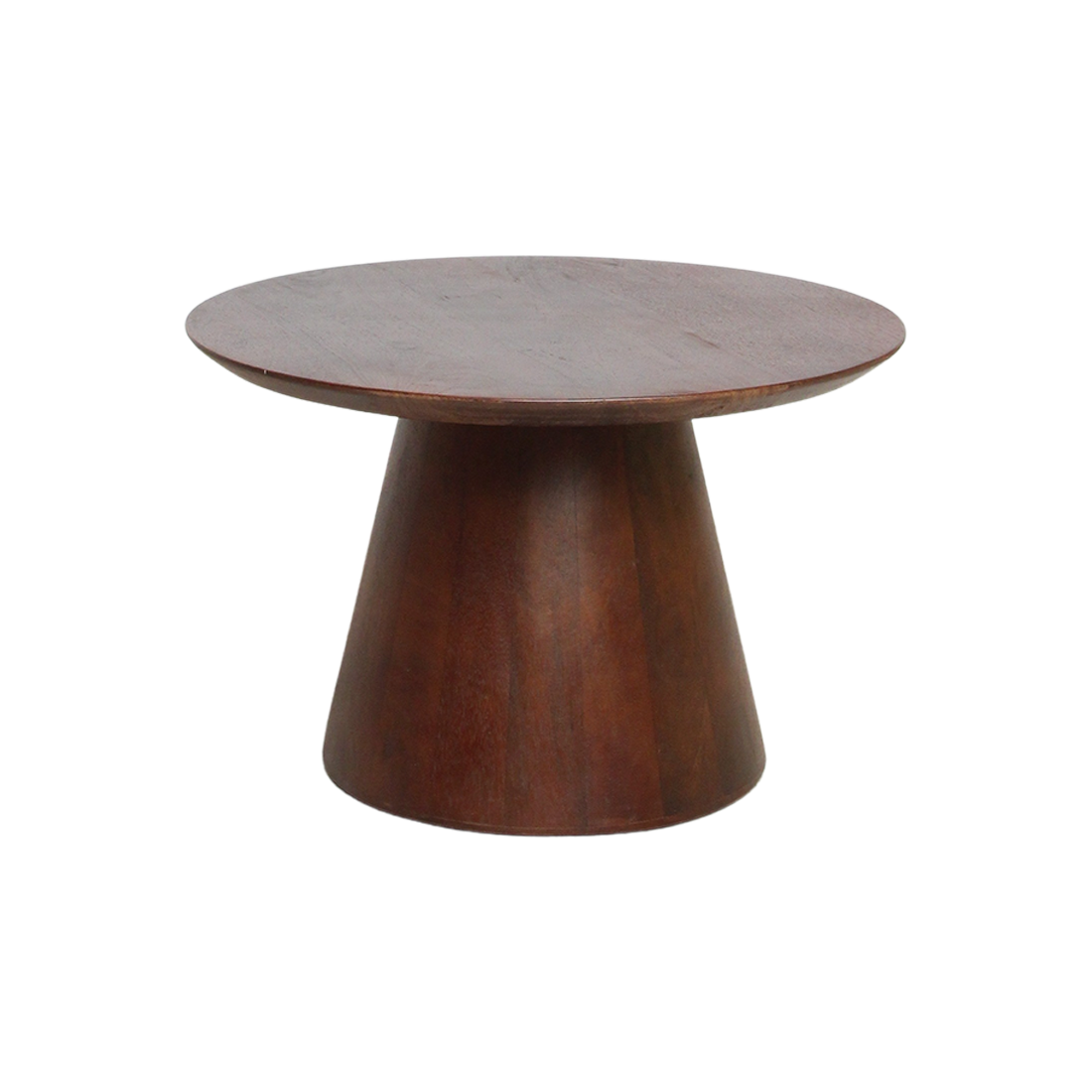 Mango Wood Side Table - Modern Cone Accent Table - 55cm