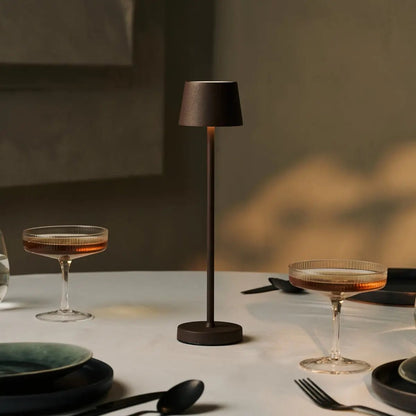 Combi Set Professional | 4 x Vondel Mini Mocha Brown Rechargeable Table Lamps & 1 x Amstel Charging Station