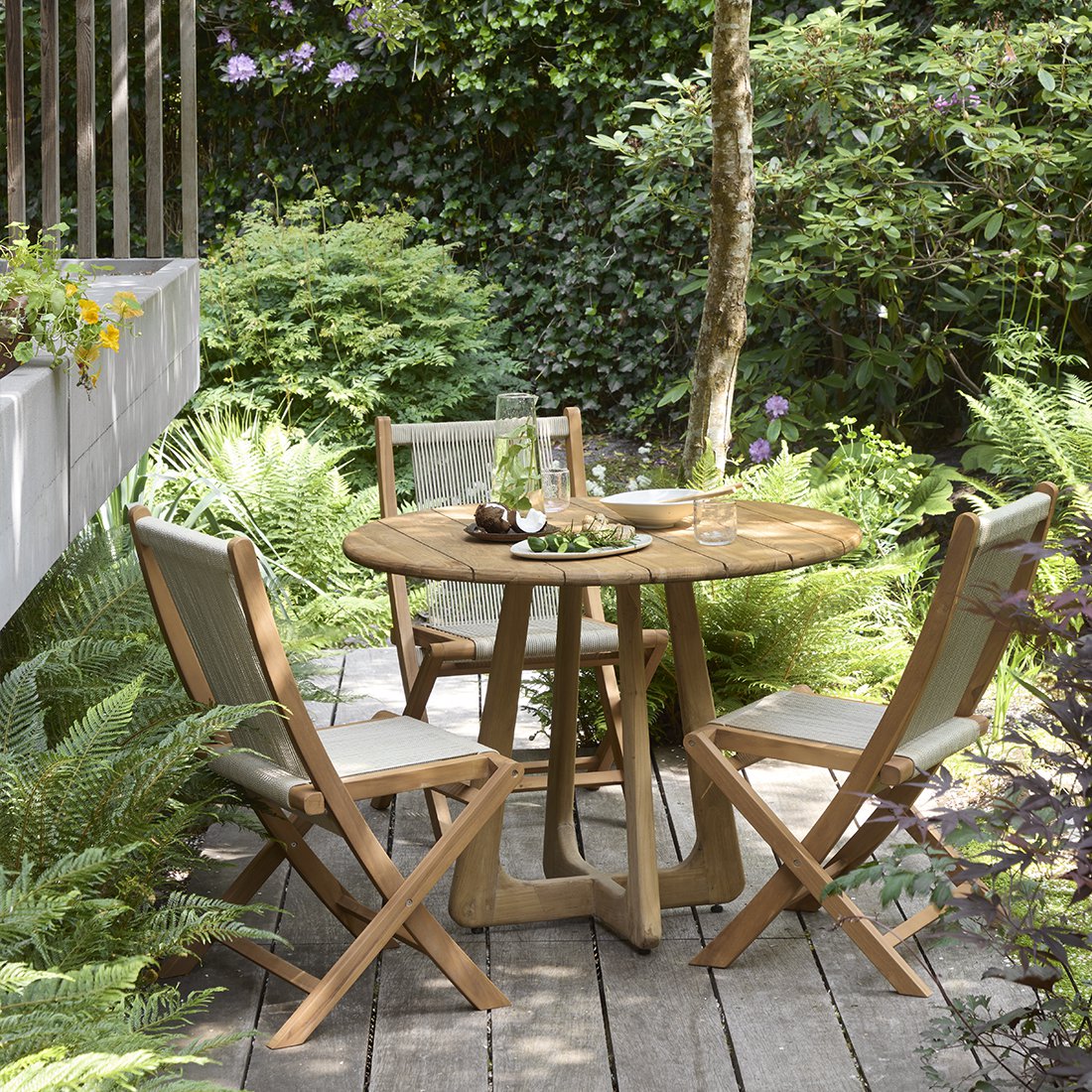 Teak Garden Table - Round Outdoor Dining Table, 100cm