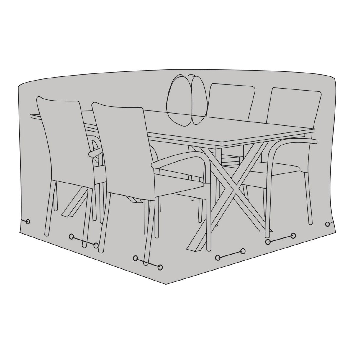 Luxury cover for table with 4 chairs, 210g/m2 600D polyester PU coated, water repellant, black