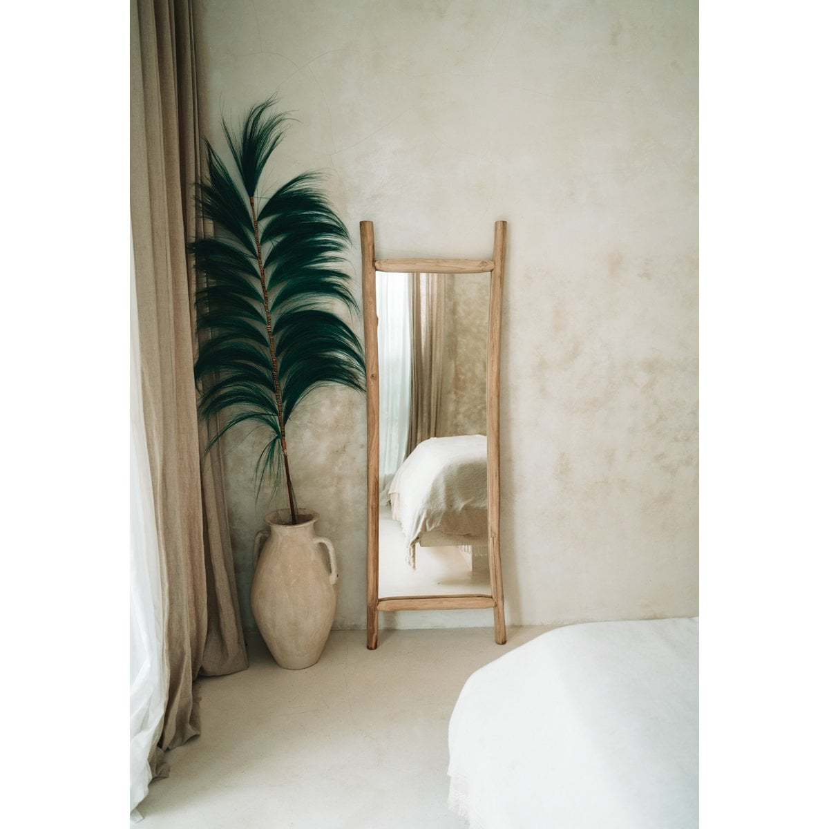 Bamboo Standing Decoration - Emerald Green Leaf Branch