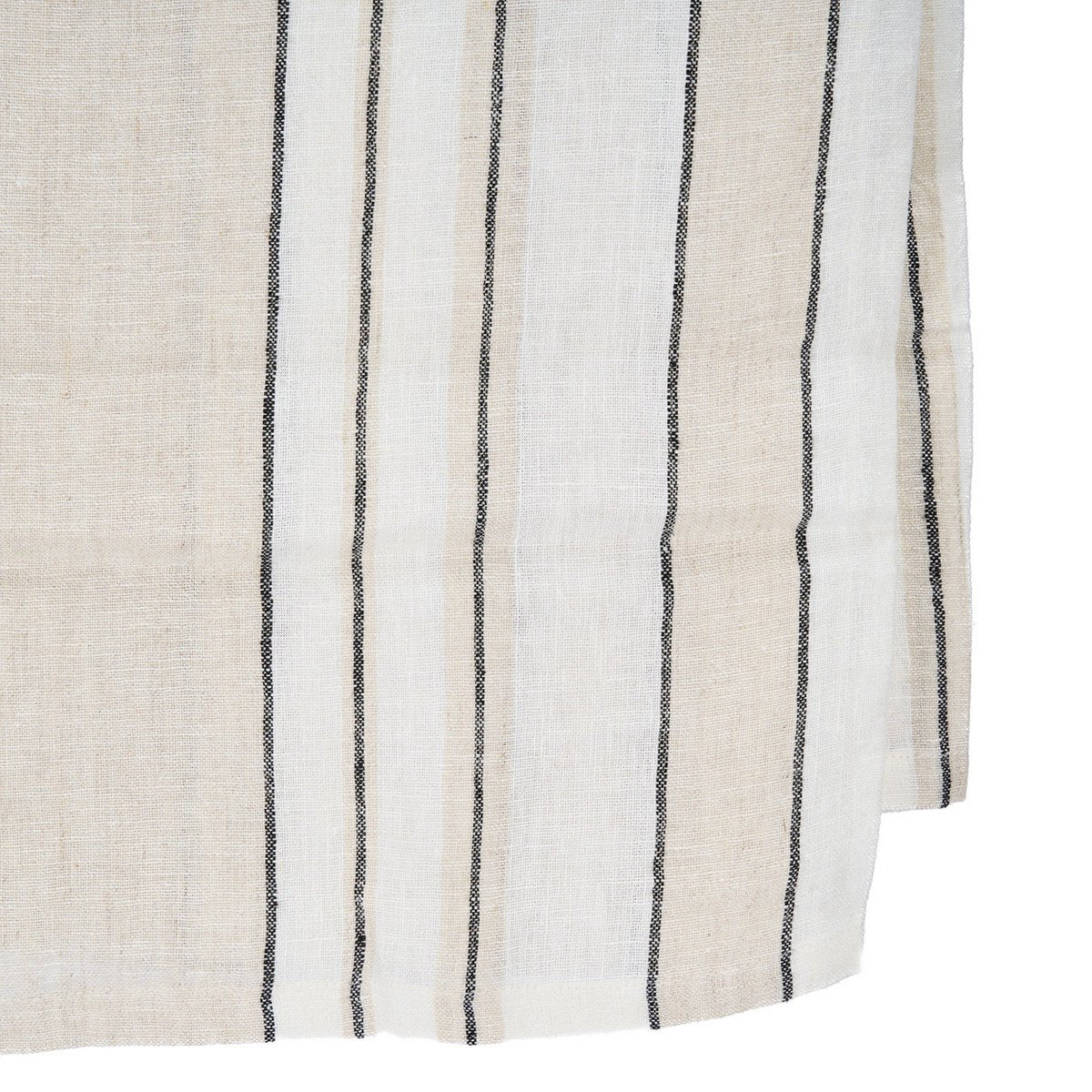 Linen Tablecloth - Natural Black White Striped Dining Table Cover 150x300