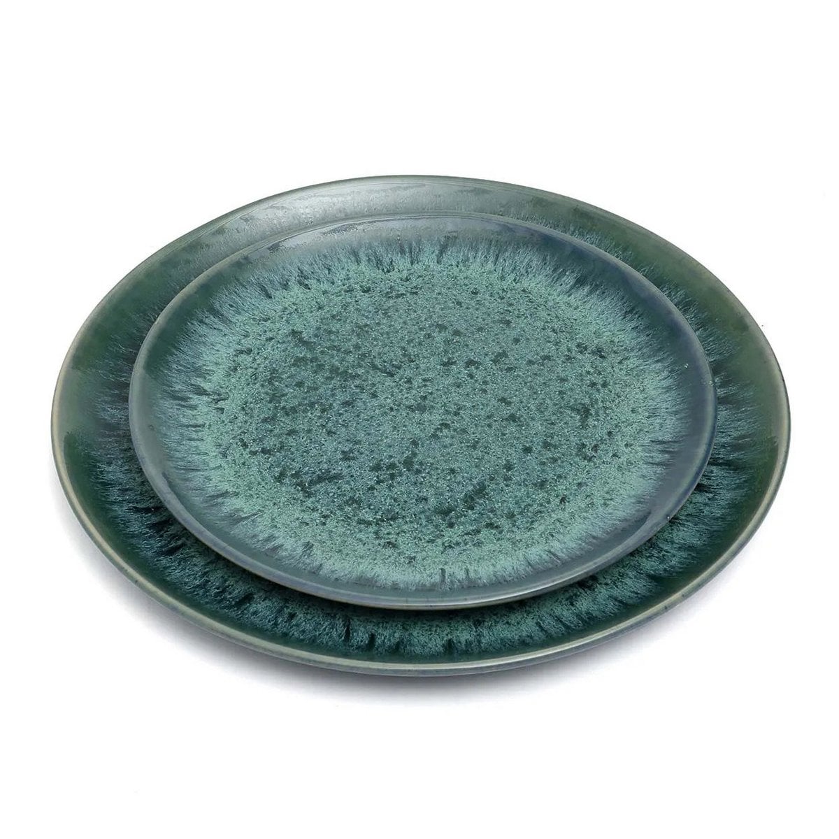 Stoneware Salad Plate - Aqua Blue Ceramic Dinner Plate