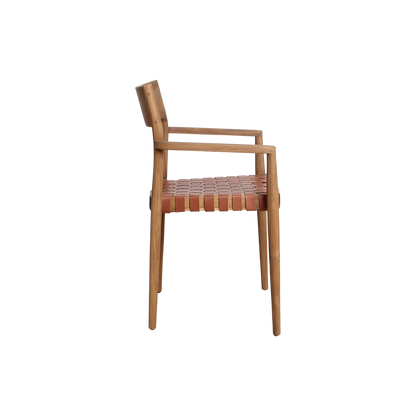 Freya dining room chair with armrest brown