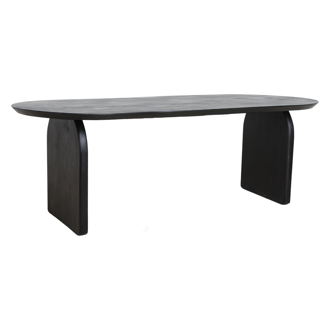 Mango Wood Dining Table - Black Bullnose Design, Closed Chassis