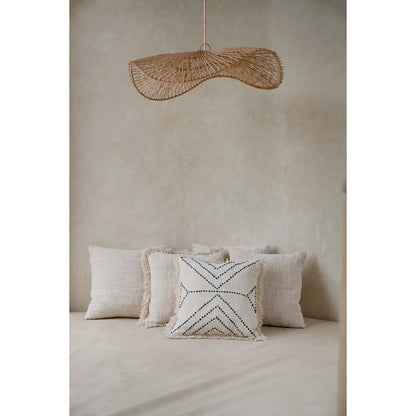 Raffia Cushion Cover - Tribal Design - Natural Black, 50x50