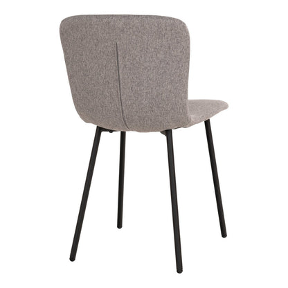 Dining Chairs - Light Grey Polyester, Black Legs - Modern Set of 2