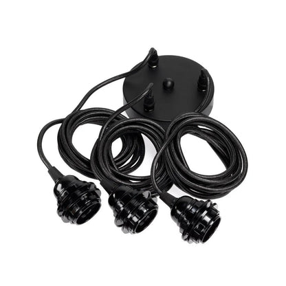 Black Ceiling Light Fitting - Triple Pendant with Adjustable Cables