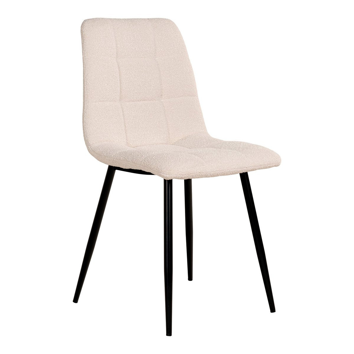 Middelfart Dining Chair - White, Bouclé, Black Metal Legs - Set of 2