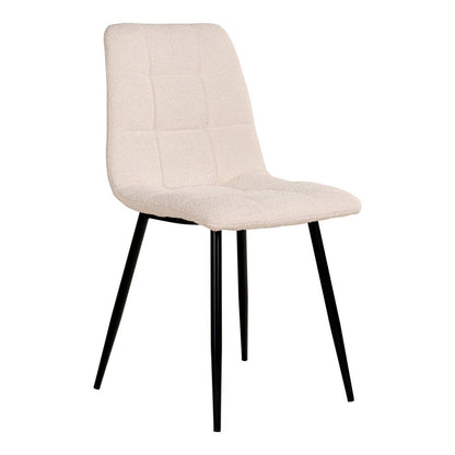 Middelfart Dining Chair - White, Bouclé, Black Metal Legs - Set of 2
