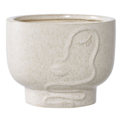 Ceramic Flowerpot - Beige Nordic Style Planter, Small Size