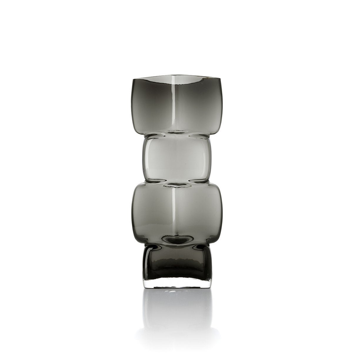 Recycled Glass Vase - Modern Cubes Design, Dark Grey - Large