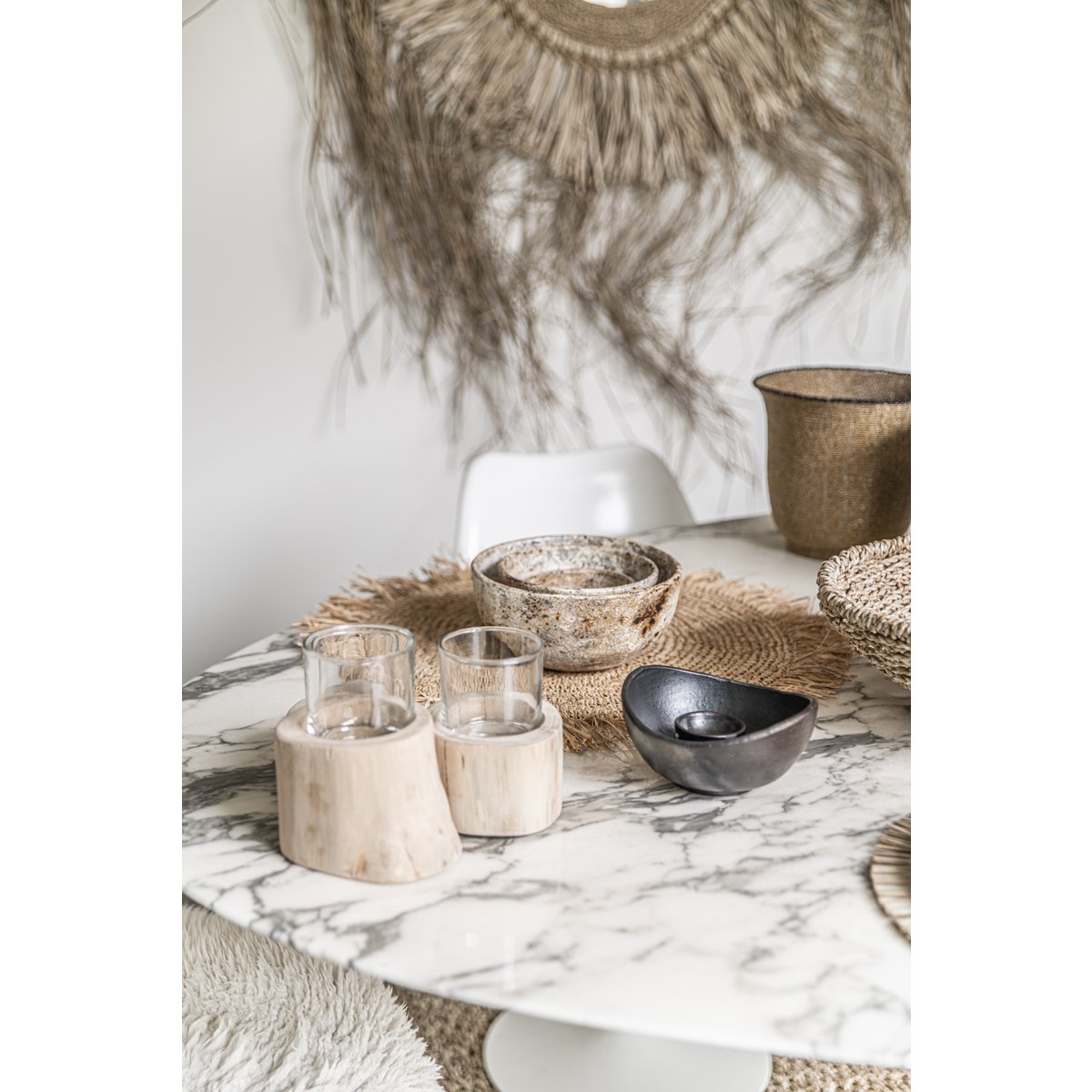 Terracotta Curved Bowls – Black Burned Finish, Set of 3