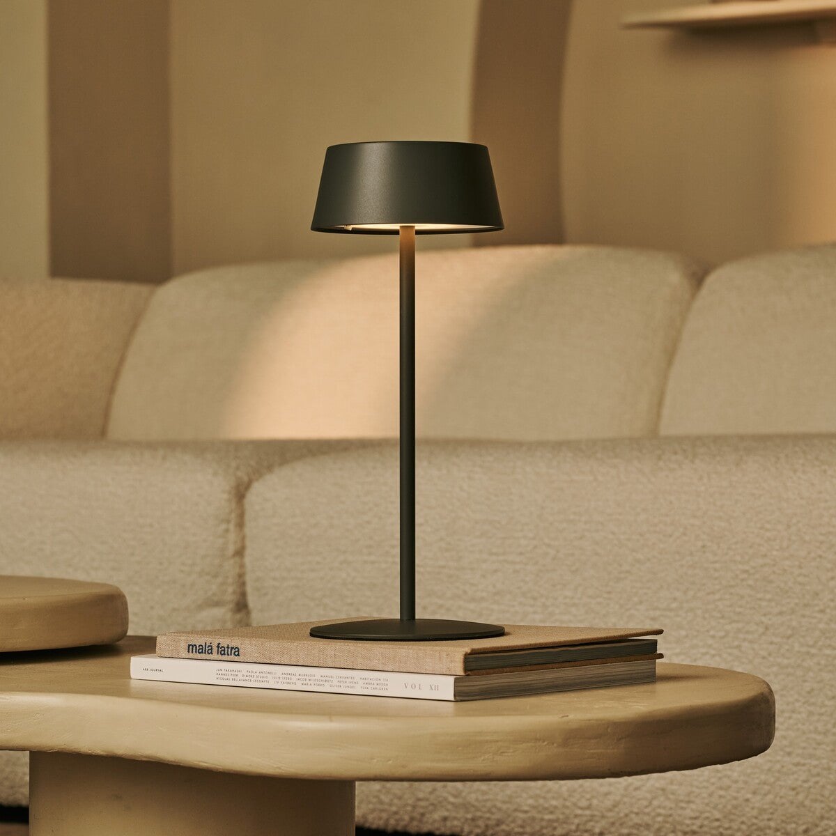 Rechargeable Table Lamp - Olive Green Cordless Dimmable Lamp