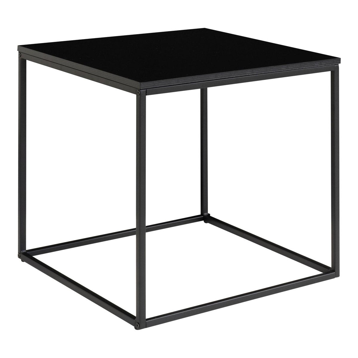 Steel Side Table - Black Melamine Top, Modern Bedside Table - 45cm