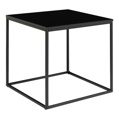 Steel Side Table - Black Melamine Top, Modern Bedside Table - 45cm