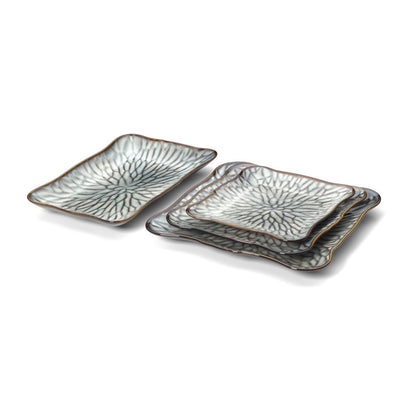 The Lotus Ice Square Plate - Grey Brown - L