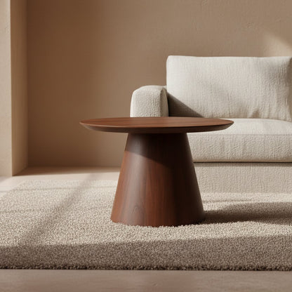 Mango Wood Side Table - Modern Cone Accent Table - 55cm